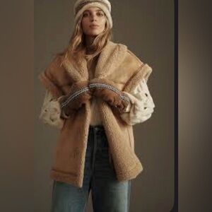 7 For All Mankind Camel Shearling Vest